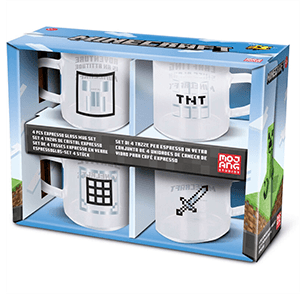 Set 4 Tazas de Café Cristal Minecraft