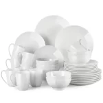 Juego de vajilla de porcelana de cerámica blanca