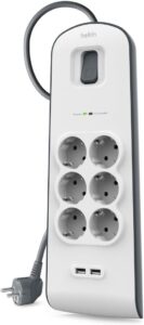 Belkin Regleta de 6 Enchufes con Protección y Carga USB